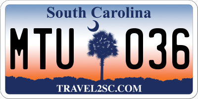 SC license plate MTU036