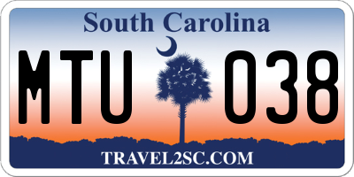 SC license plate MTU038