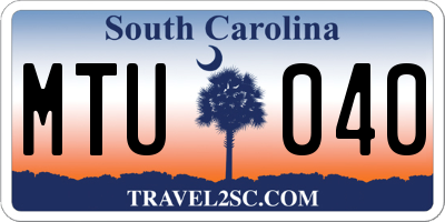 SC license plate MTU040