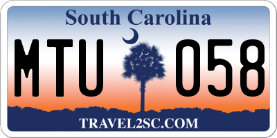 SC license plate MTU058