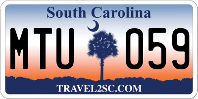 SC license plate MTU059