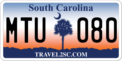 SC license plate MTU080