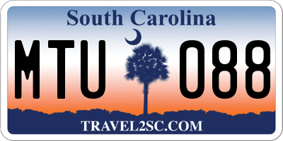 SC license plate MTU088
