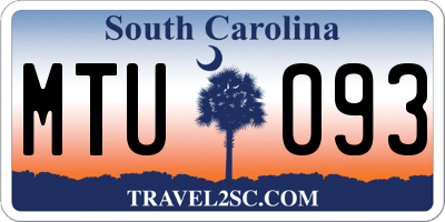 SC license plate MTU093