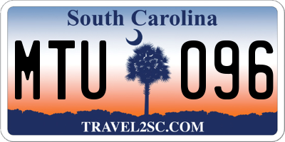 SC license plate MTU096