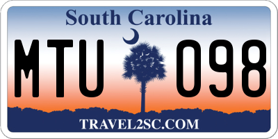 SC license plate MTU098