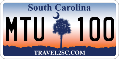 SC license plate MTU100