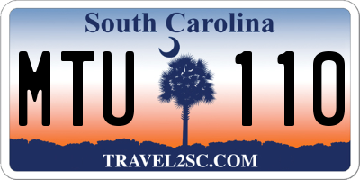 SC license plate MTU110
