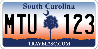 SC license plate MTU123