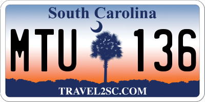 SC license plate MTU136