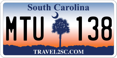 SC license plate MTU138