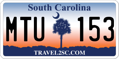 SC license plate MTU153
