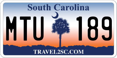 SC license plate MTU189