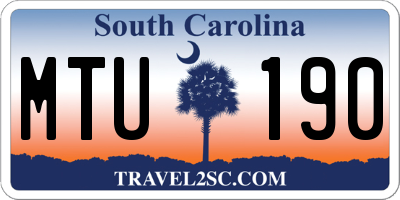 SC license plate MTU190