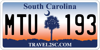 SC license plate MTU193