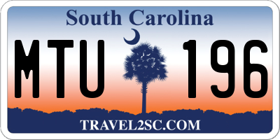 SC license plate MTU196