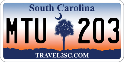 SC license plate MTU203