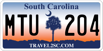SC license plate MTU204