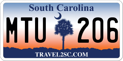 SC license plate MTU206