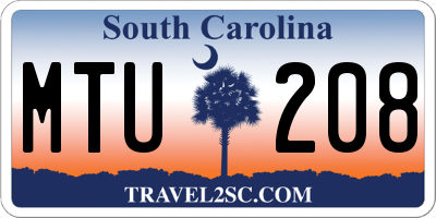 SC license plate MTU208