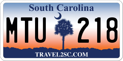 SC license plate MTU218