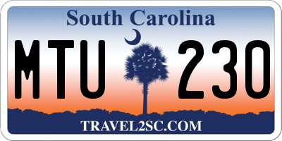 SC license plate MTU230