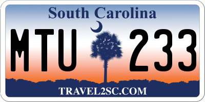 SC license plate MTU233