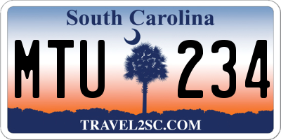 SC license plate MTU234