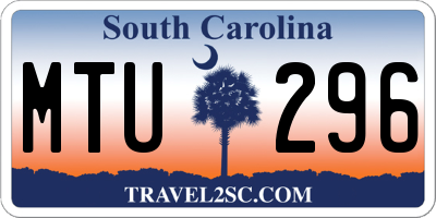 SC license plate MTU296