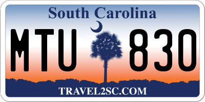 SC license plate MTU830