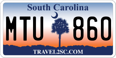 SC license plate MTU860