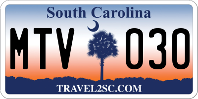 SC license plate MTV030