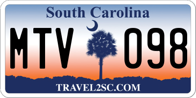 SC license plate MTV098