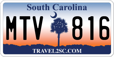 SC license plate MTV816