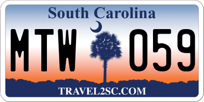 SC license plate MTW059