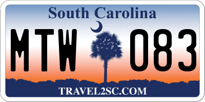 SC license plate MTW083