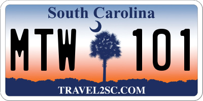 SC license plate MTW101