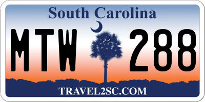 SC license plate MTW288