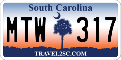 SC license plate MTW317