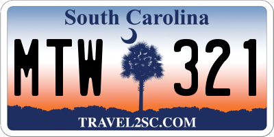 SC license plate MTW321