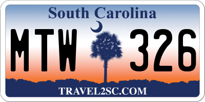 SC license plate MTW326