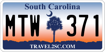 SC license plate MTW371