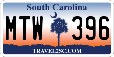 SC license plate MTW396