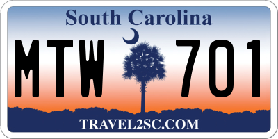 SC license plate MTW701