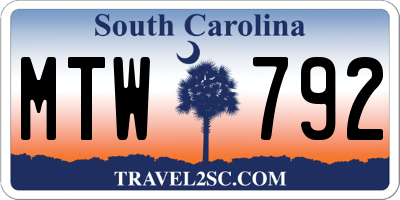 SC license plate MTW792
