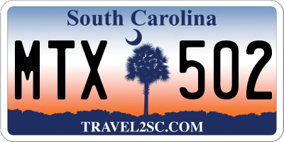 SC license plate MTX502