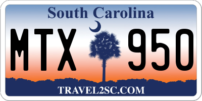 SC license plate MTX950