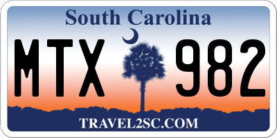 SC license plate MTX982