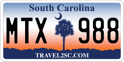SC license plate MTX988