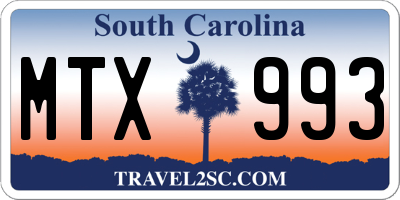 SC license plate MTX993